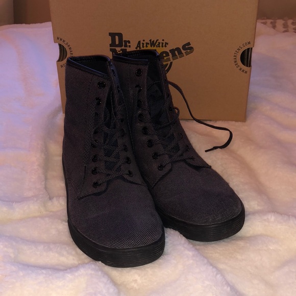 Gray and black woven textile doc martens - Picture 2 of 8